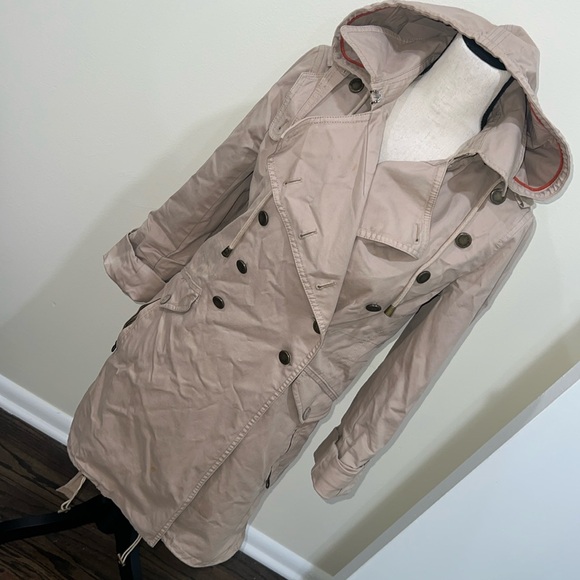Juicy Couture Tan Khaki Rain Trench Coat Size Small
